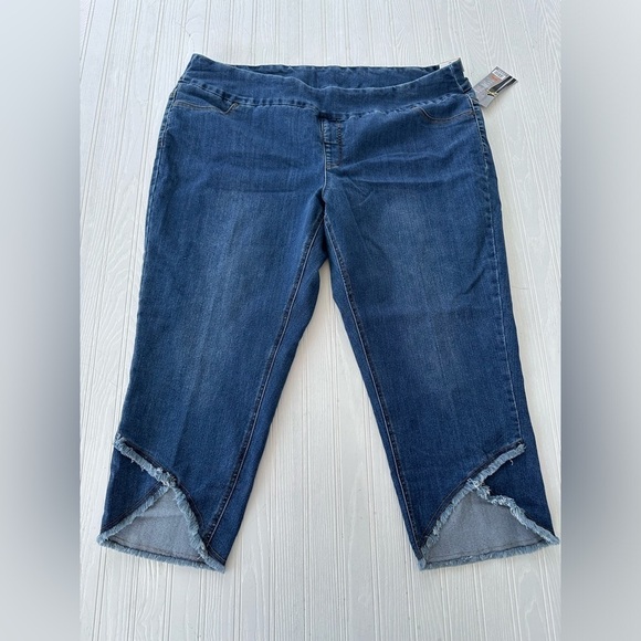 Slimsation By Multiples Denim - slim station crop raw hem pants size 22w,24w